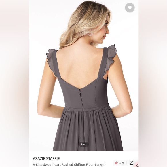 Azazie bridesmaid dress in steel grey - custom sizing approx size 6 - Picture 5 of 8